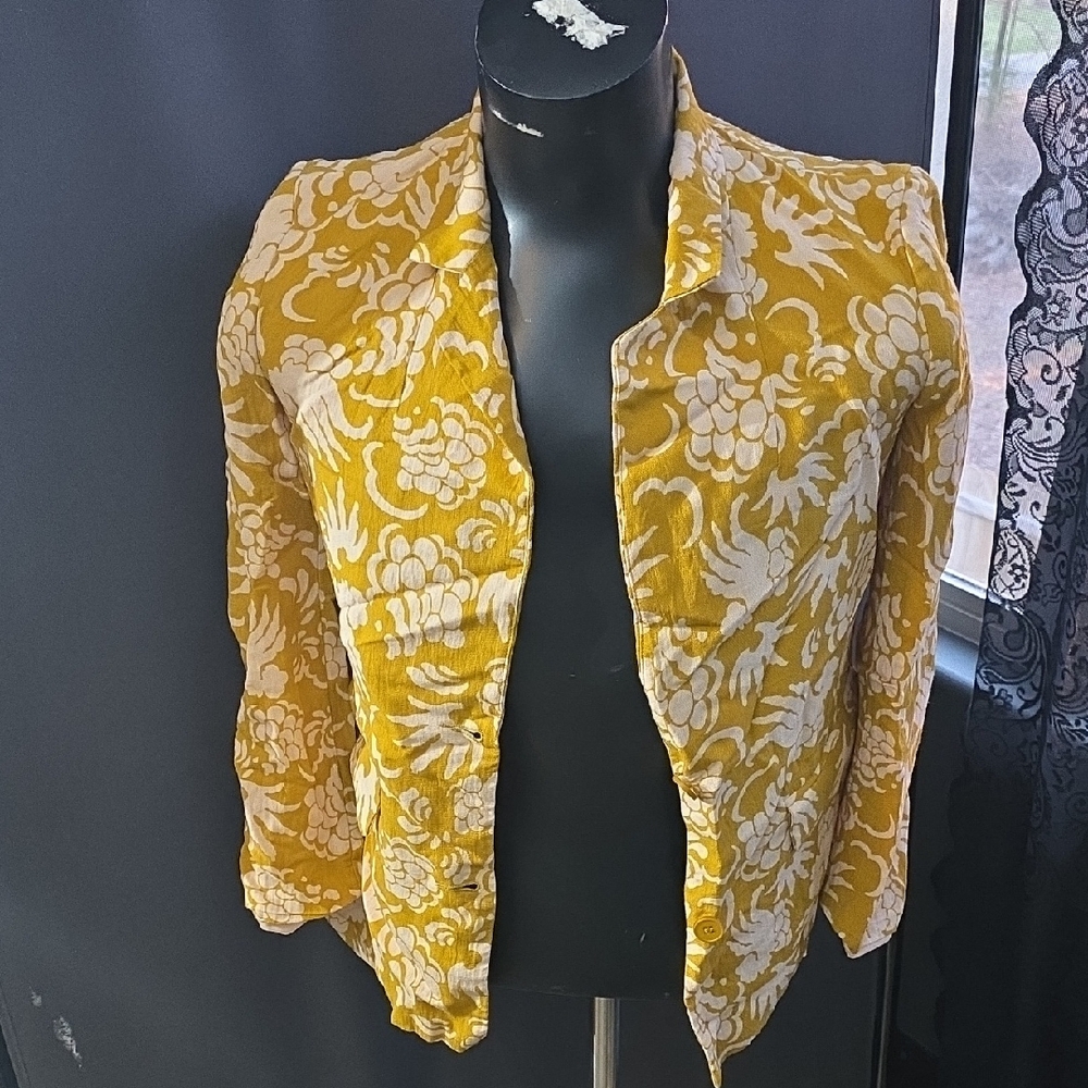 Anthropologie See You Soon Mustard Blazer Sp